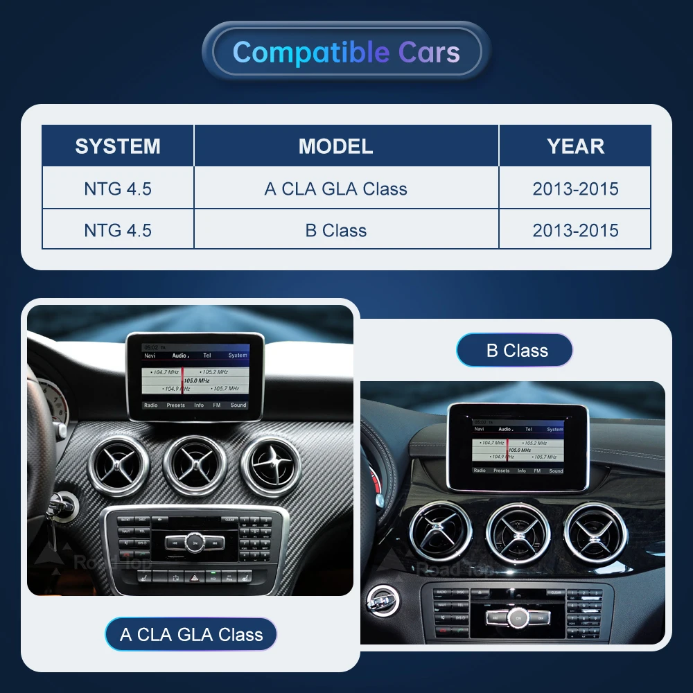 Road Top Wireless CarPlay Android Auto Multimedia Display Screen for Mercedes-Benz A W176 B W246 CLA GLA Class 2013-2015 NTG4.5