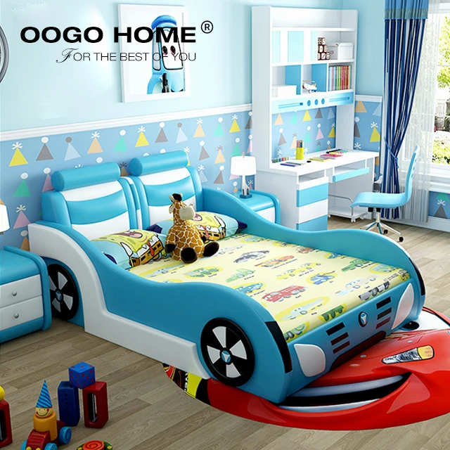 
Factory Price Be Well Received Coloful Car Children Bed for Bedroom Home Furniture Soft Bed Modern Queen Size Solid Wooden Frame 
