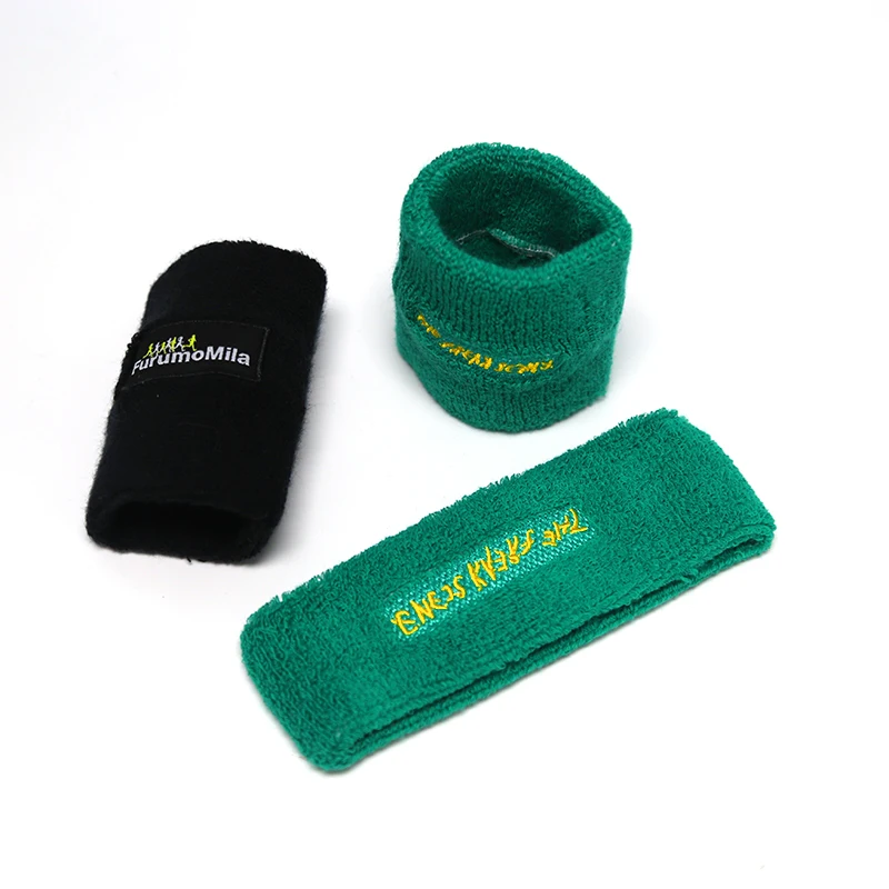 Manufacturer Custom Logo Cotton Baseball Tennis Gym Workout Athletic Sport Wrist Sweat Bands Sweat Bands Sweatband