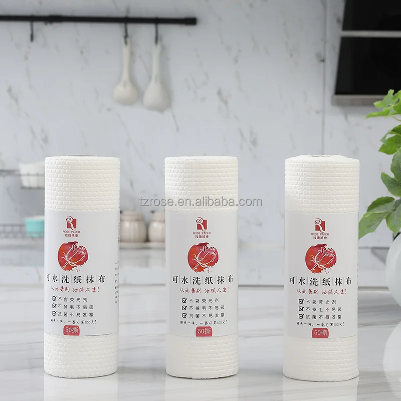 Disposable Perforated 100% Viscose Nonwoven Fabrics Oil Absorbent Kitchen Cleaning Dishcloth Cleaning Cloth Wipe Roll