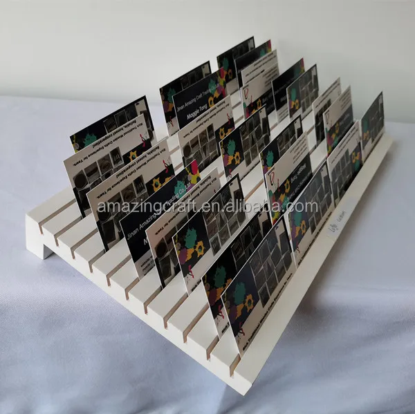 China Professional Pine Wood Organizer Rack Jewelry Display Card Stand White Color