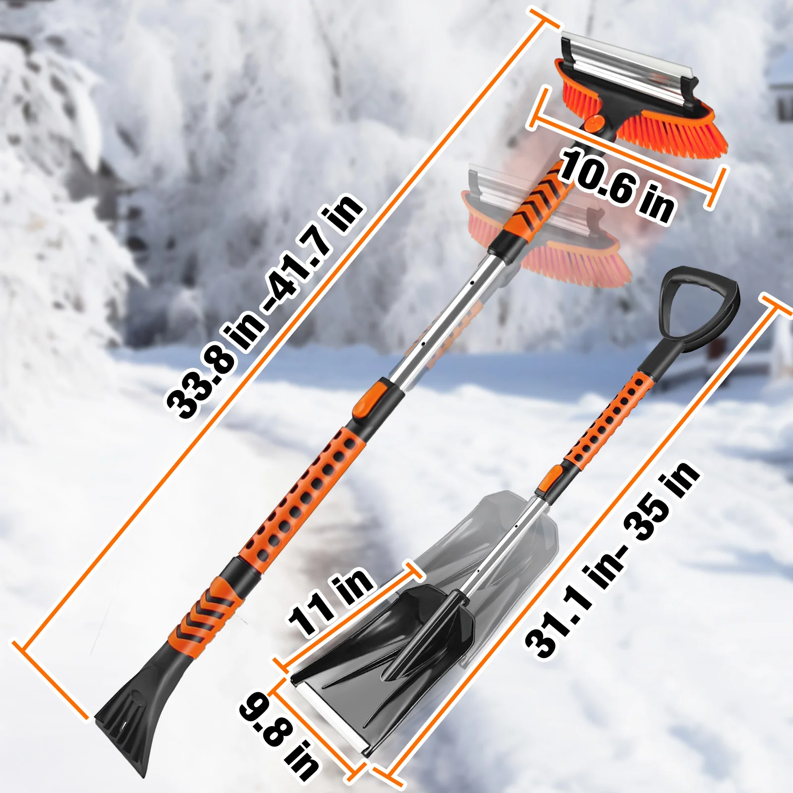 Detachable Ice Scraper Snow Brush Window Ice Scraper with Ergonomic Foam Grip for Car SUV Truck