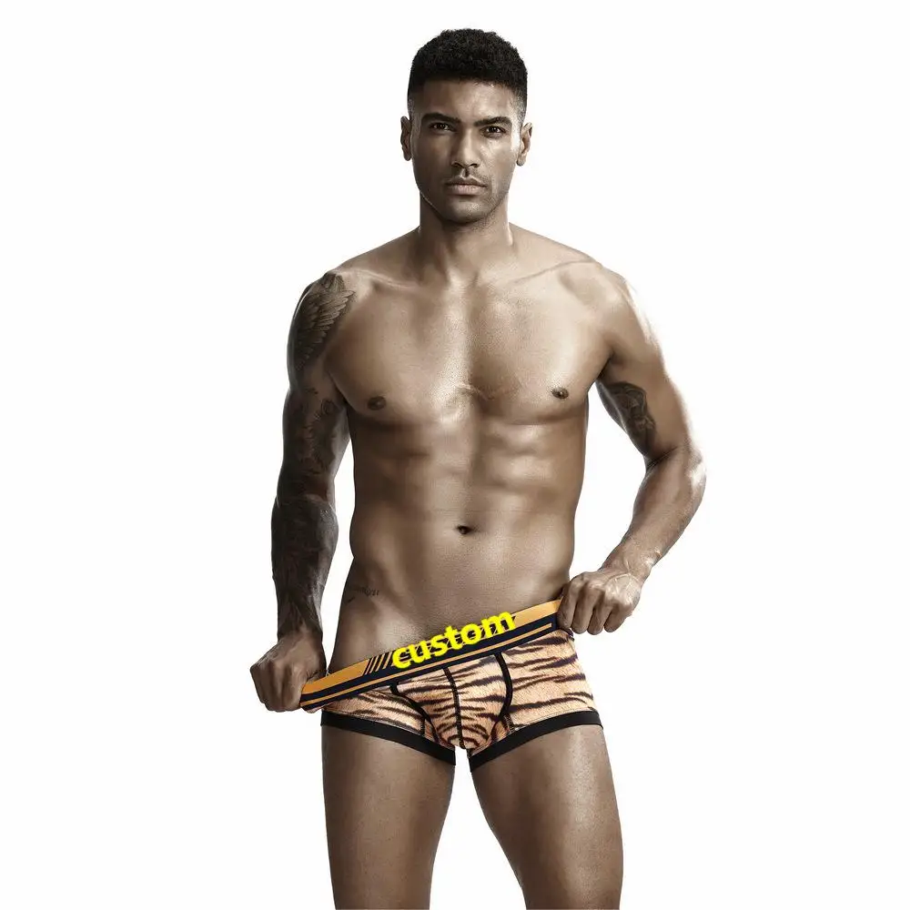 New sexy striped boxers mid-waist seamless side seam comfortable breathable U-shaped bag custom color logo