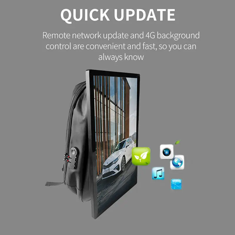 Various Color 21.5 Inch Portable LCD Advertising Playing Equipment Backpack Billboard for Outdoor Digital Signage and Displays
