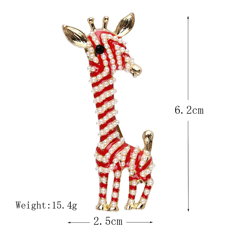 Luxury Fashion Jewelry Brooches Enamel Pearl Giraffe For Animal Brooch Pin