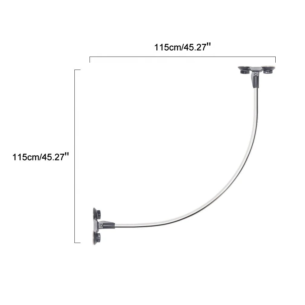 BAOYOUNI Suction Cup Curved Curtain Hanging Bar Quarter Circle Curtain Rod Stainless Steel Corner Shower Rod without Drilling