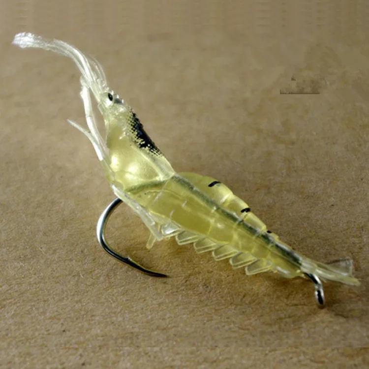 4cm 1.3g Soft Luminous Shrimp Fishing Lures with Hook Plastic Small Shrimp Freshwater Fishing Bait Floating  Soft fishing