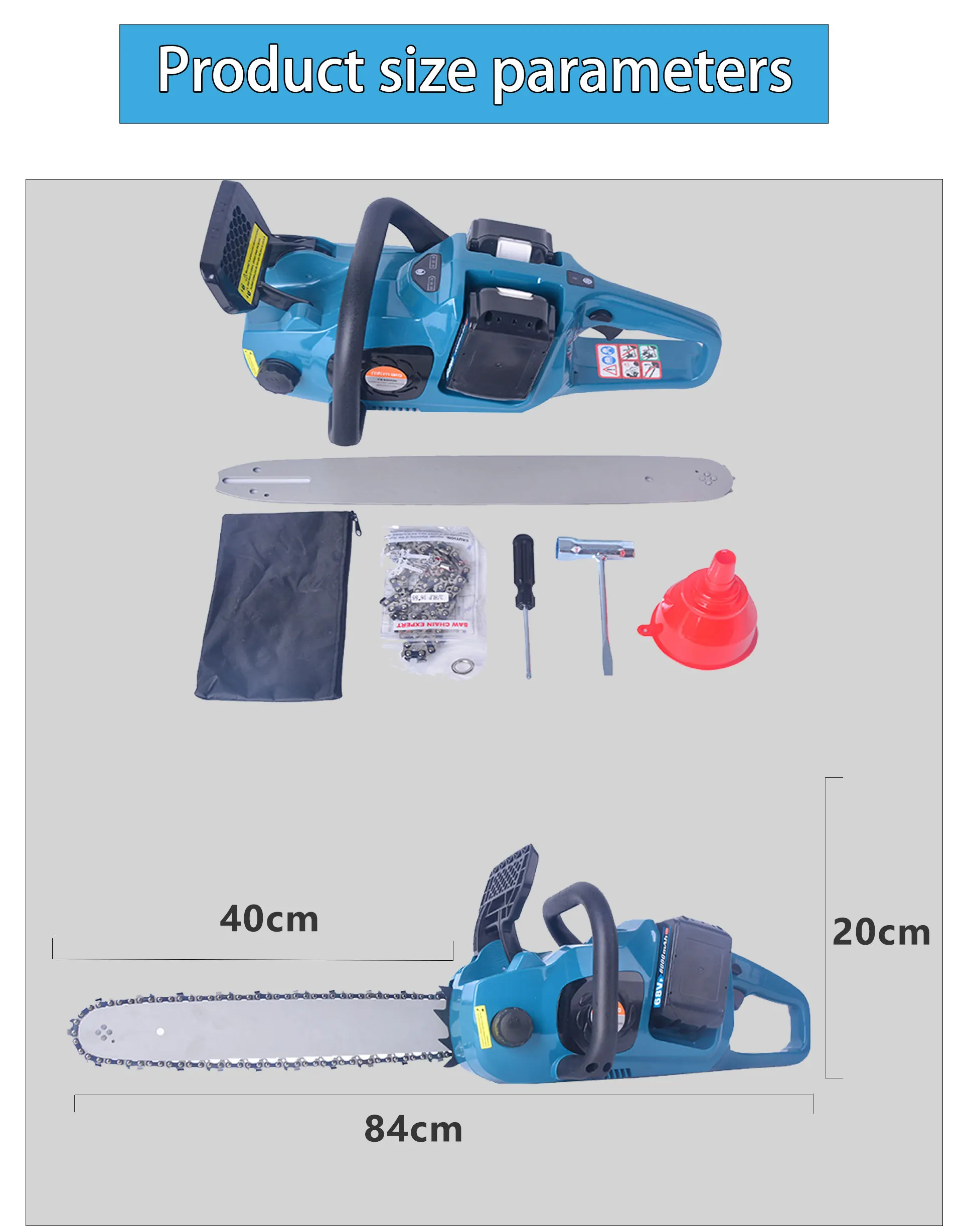 2022 Factory New Supply Equipped Two lithium Battery Handheld Portable Power Tool Cordless Chain Saw For Wood Working