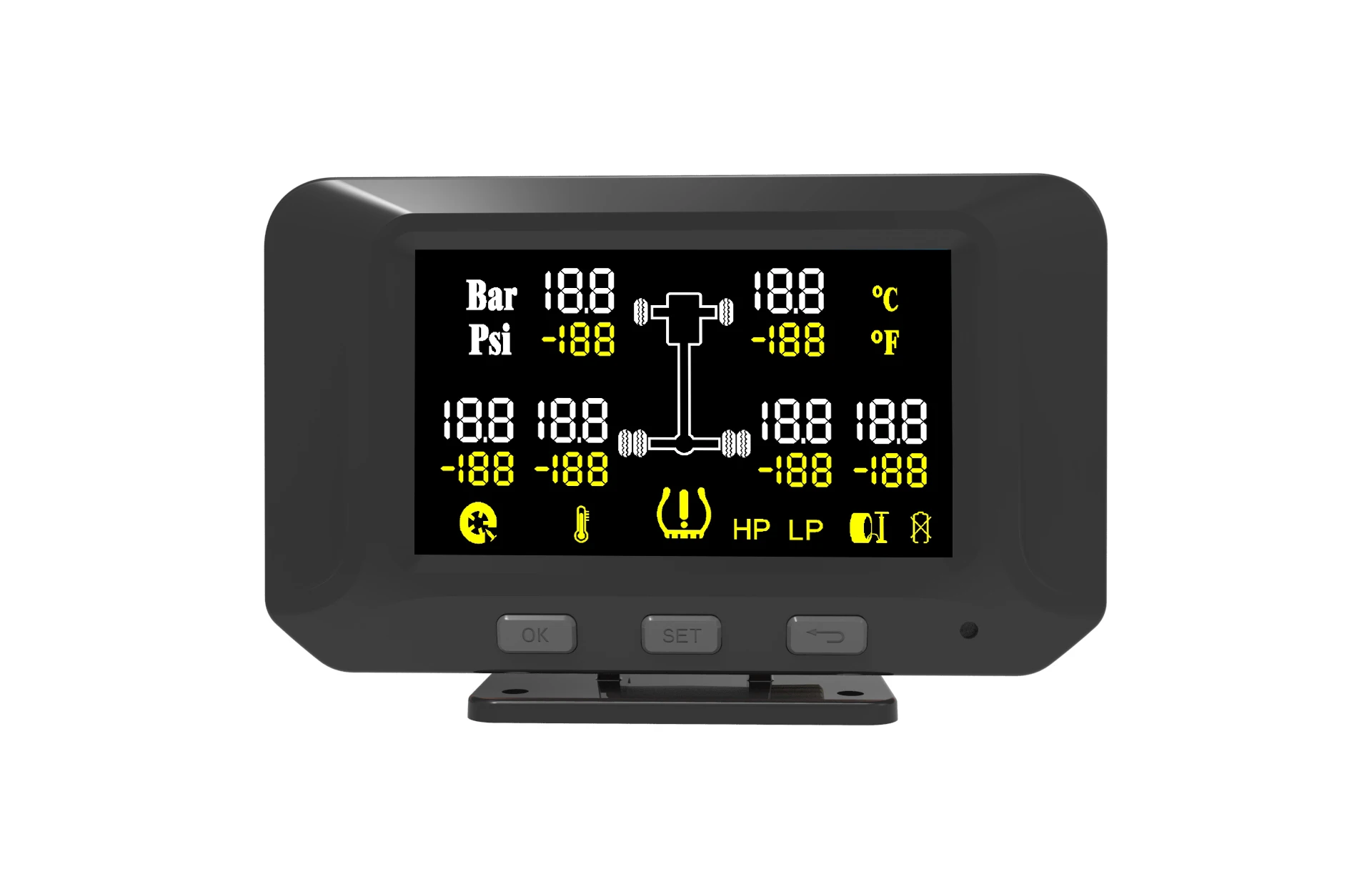 Truck TPMS 6 Wheels simultaneous display Tyre pressure monitoring system Supports 0-18Bar, Internal/external sensors RS232+GPS