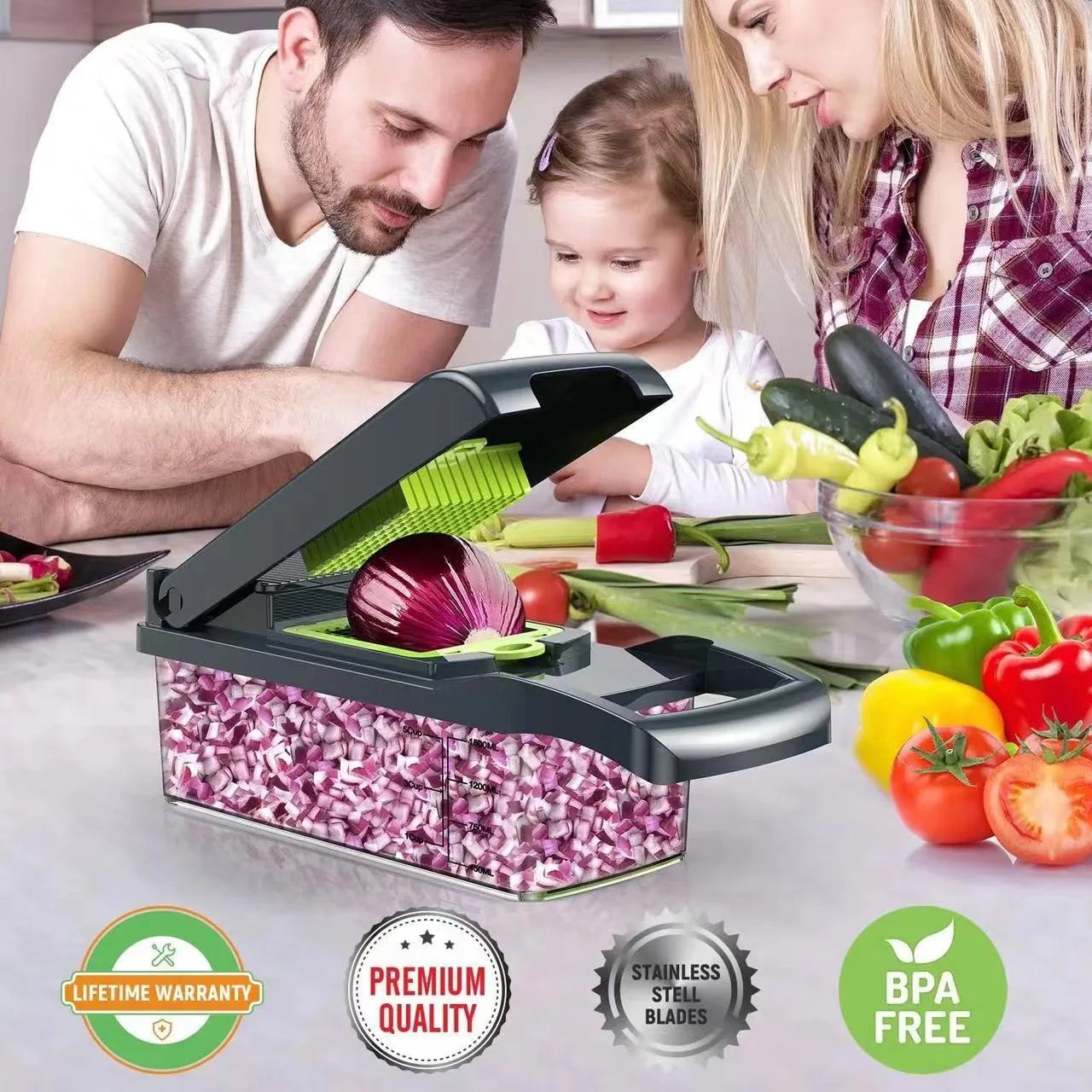 Multifunctional vegetable chopper 14 in 1 handheld fruit slicer Kitchen and onion grater Potato shredder Grinder mandoline