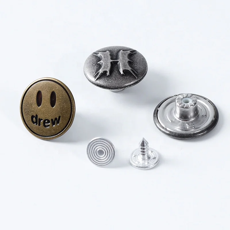 YHG High Quality Engraved Custom Logo Brass Zinc Alloy Botones Enamel Rivets Metal Jeans Button for Denim Pant Clothes