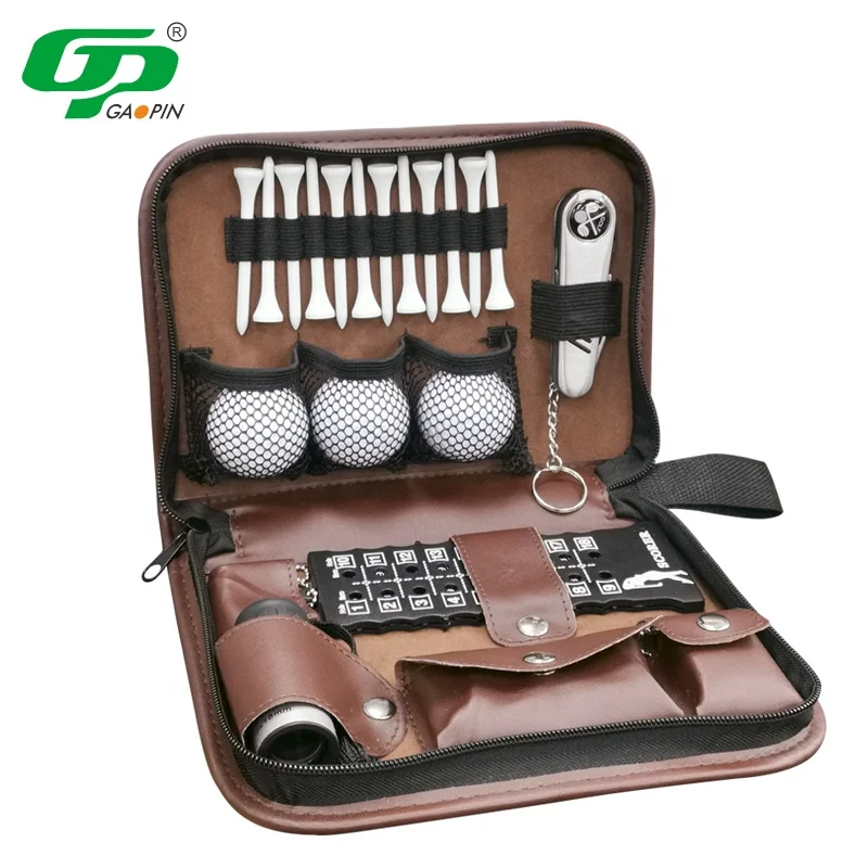Wholesale New Products Easy to Carry Customizable  Leather Bag Golf Accessory Set Golf Multi Tool Kit Golf Accessories Gift Set
