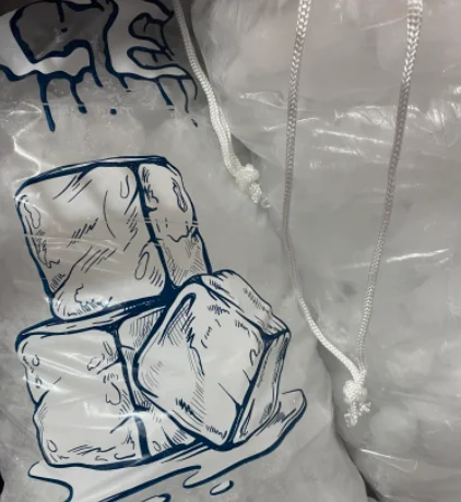 Plastic Ice Bags 8lb 10lb 50bags 11 x 19 Inch with Twist Tie Drawstring Closure Durable Ice-bag Storage Freezer Bag