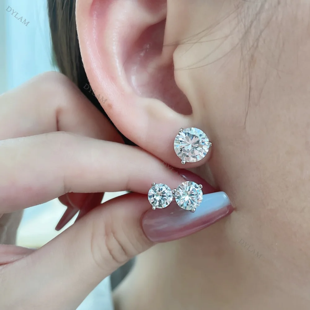 2022 Trendy Dainty Jewelry Minimalist Bling 925 Sterling Silver Big 5A Zircon Custom Designer Fashion Stud Earrings