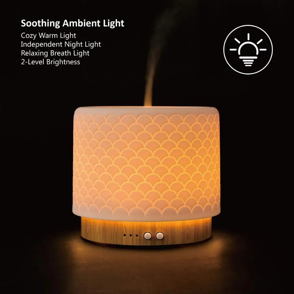 Оптовая продажа, керамическая стеклянная бамбуковая ультразвуковая ароматерапевтическая машина SOICARE, диффузор эфирного масла