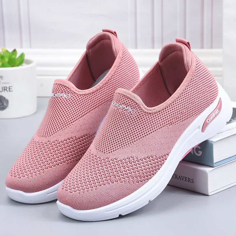 2021 New Fashion Women Knitting Sock Sneakers Women Ladies Slip On Flat Shoes Women Loafers Shoes Flats Walking Shoes