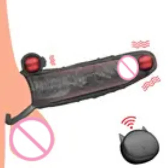 Male Remote Control 10 Frequency Conversion Dildo Cover Extended And Thickened Clitoris And Glans Double Vibration Masturbator