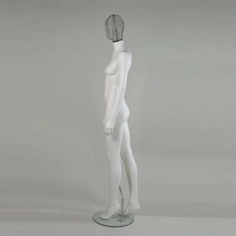 Factory direct sales standing woman mannequin fiberglass female full body mannequin with iron wire head for cloth store display