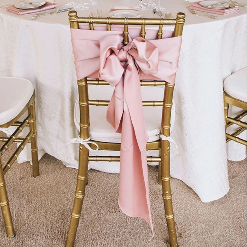 Wholesale Bow Satin Chair Back Decoration Chair Sashes Satin