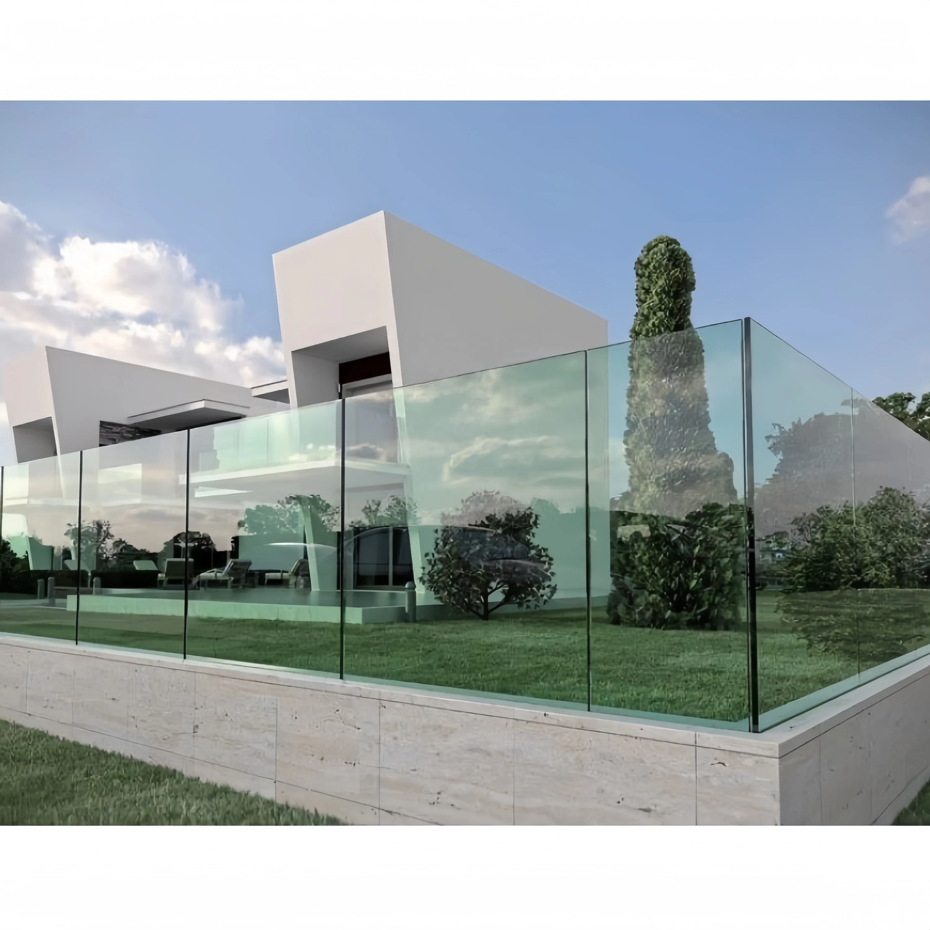 Customized American Tempered Glass Railing For Interior Stair Aluminium Channel Glass Railing Balustrade Stairs Fence for sale