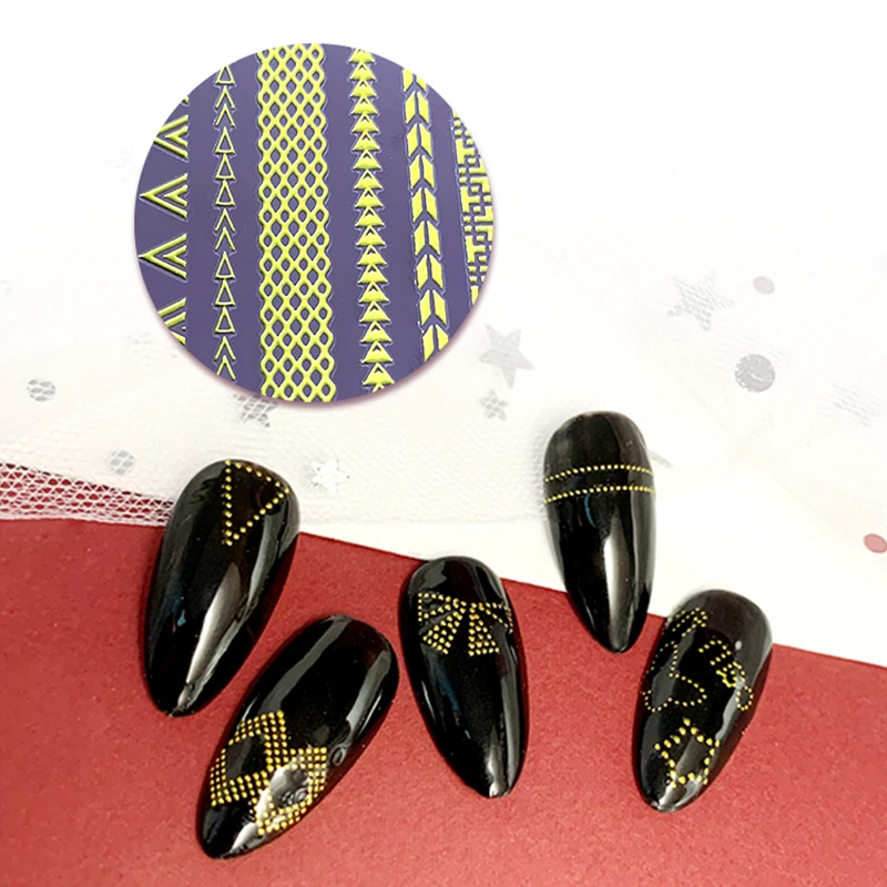 OEM factory supply 3D Gold Jewelry Nail Art Sticker & Nail Decal Sticker For Girls
