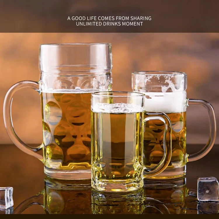 Factory Wholesale German Style Heavy Large 1 Liter Blown Beer Mug World Football Wine Glass Cup Beer Glass