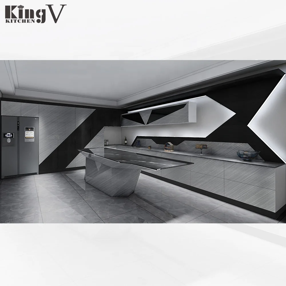 Professional Customized High Glossy Full Assembled Lacquer Finish Kitchen Cabinet Set Wooden modern style kitchen  customization