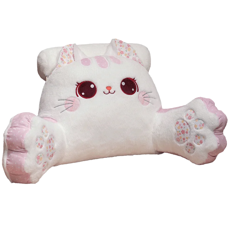 Wholesale lovely soft plush cartoon cat animal back waist pillow custom colorful stuffed pussy doll waist back cushion