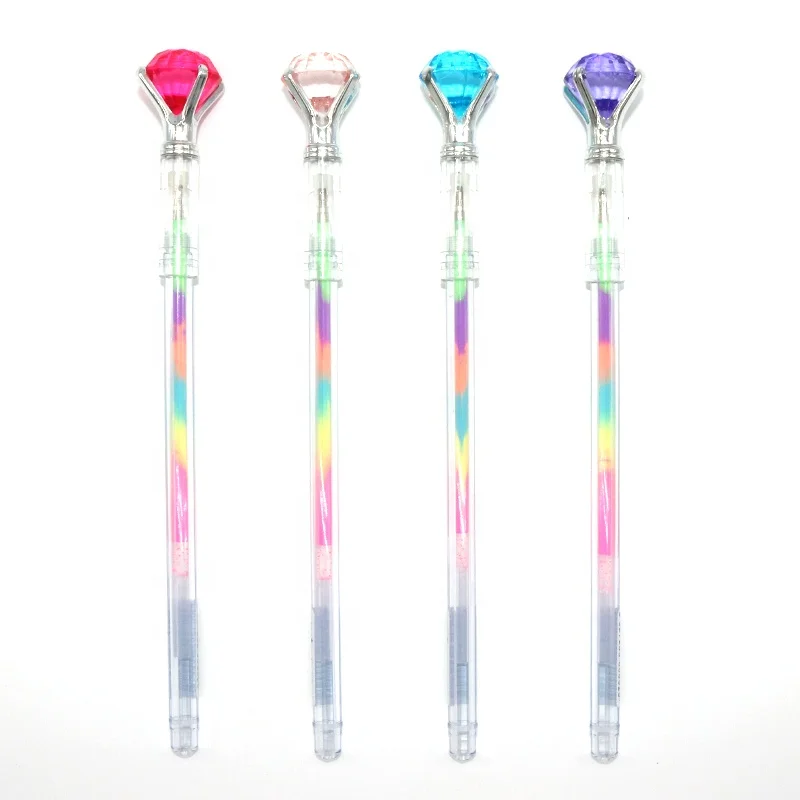 Wholesale creative stationery fancy big diamond plastic multicolor gel pen for school kids