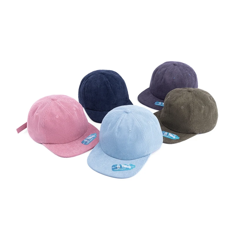 Vintage gorras low profile hip-hop flat brim vintage 5 panel camper unstructured corduroy snapback caps