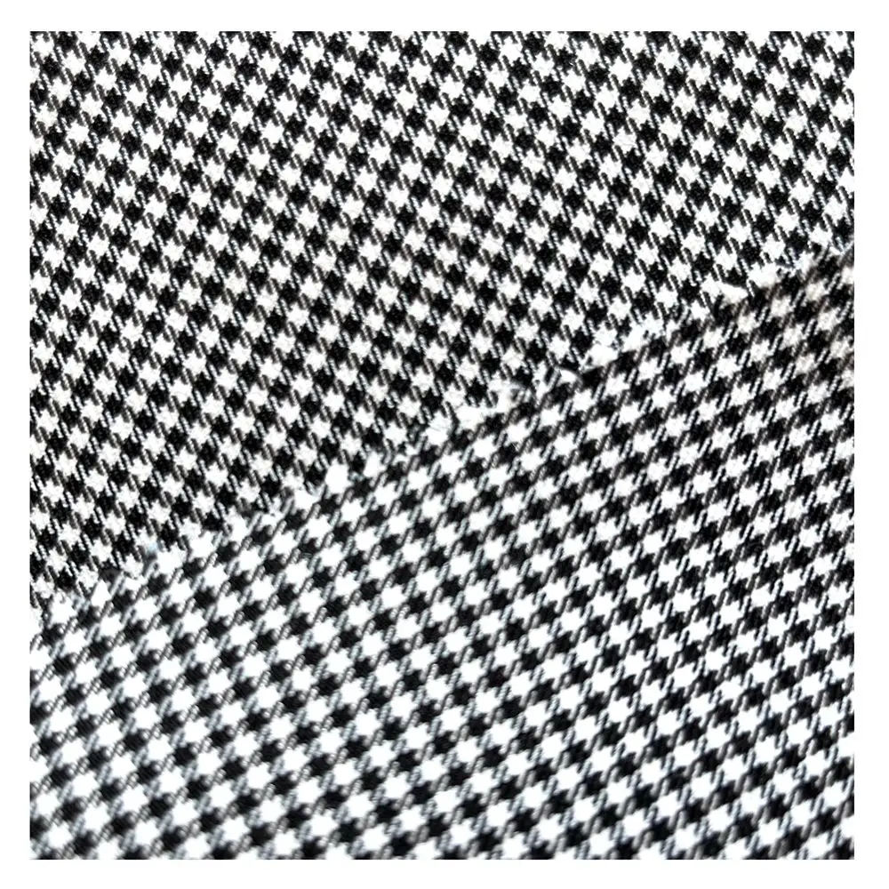 High quality and hot selling 200gsm 76%Rayon 21%T 3%SP TR Twill stretch Houndstooth fabric for suit uniform trousers overcoat