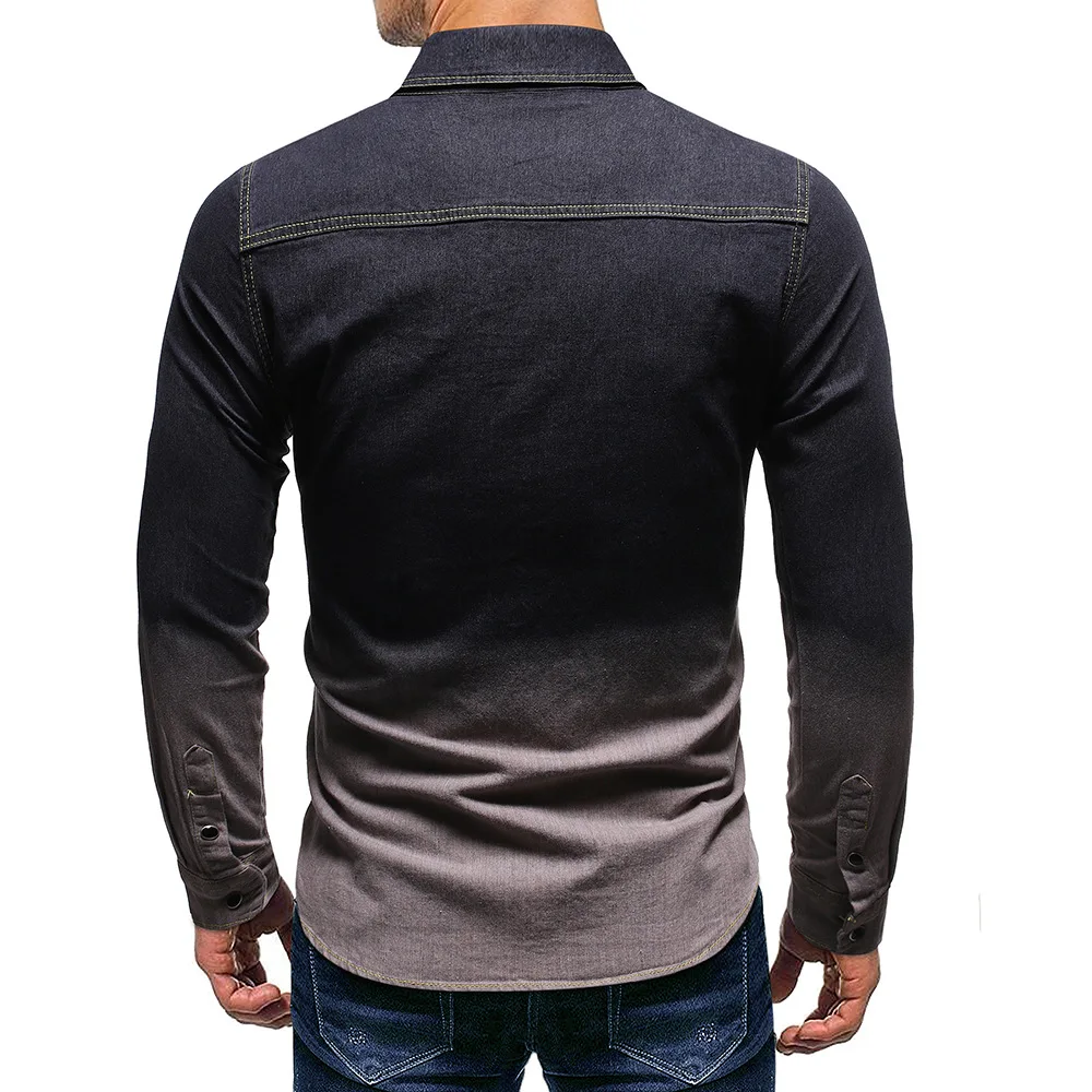 Fashion Tops designer shirt dress denim  Long Sleeve Casual Jeans Shirts for  men