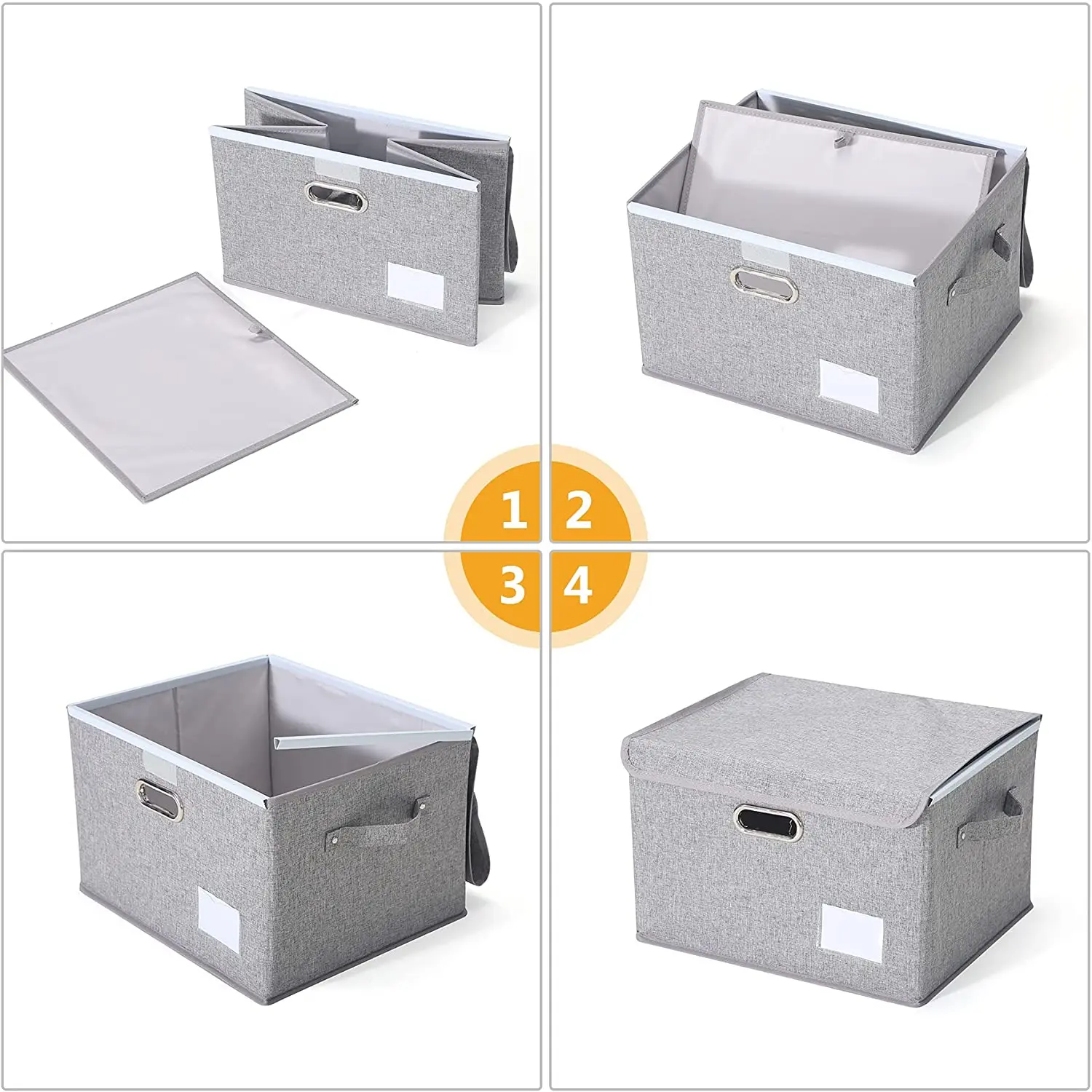 Foldable linen fabric file storage box large capacity Home Office Organizer hanging holder desktop storage box