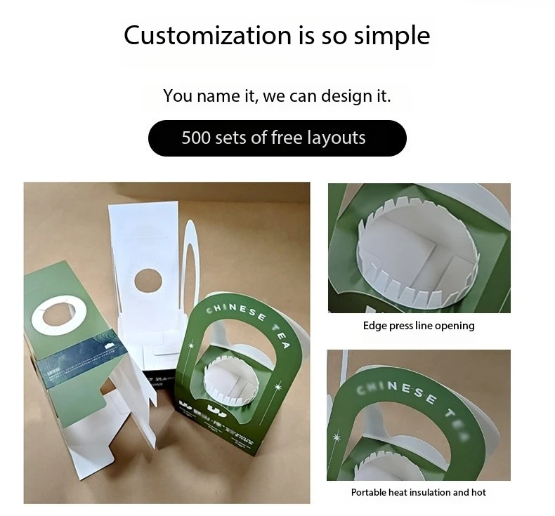 Eco-friendly Custom logo Kraft Paper Go Coffee Cup Drink Holder 2 4 6 Pack Paper Cup Holder with Handle Can Be Customized logo