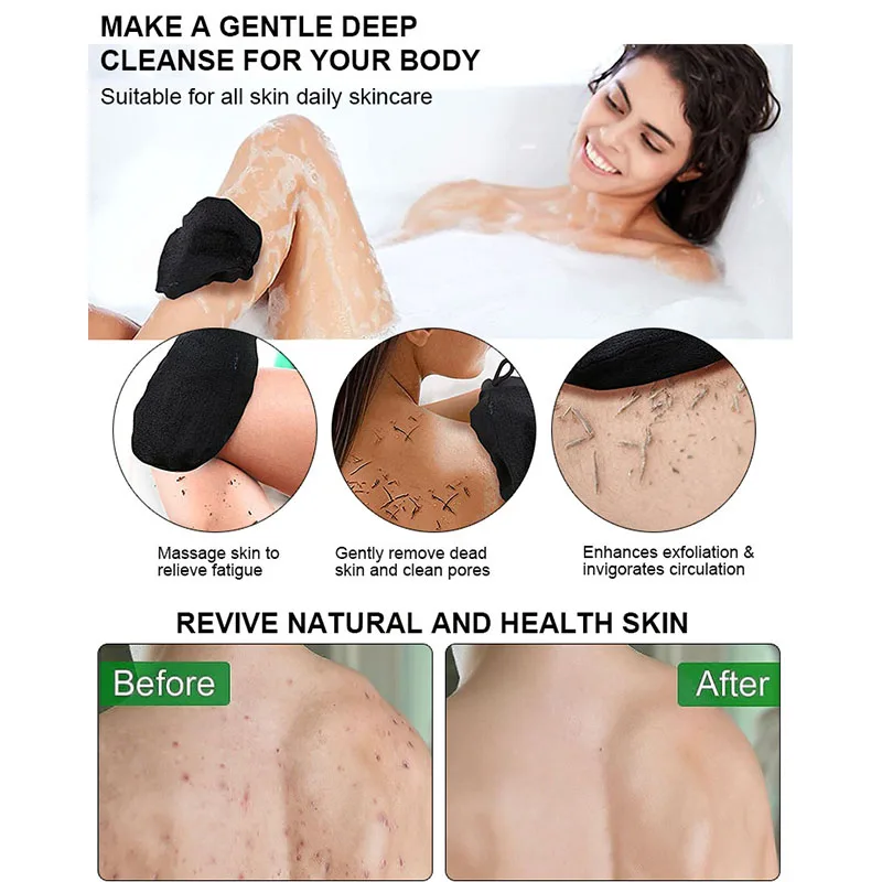 Hot Sale Shower Body Exfoliation Silk Gloves Scubber Viscose Fiber Bath Leg Hand Deep Exfoliating Dead Skin Remover Scrub Mitt
