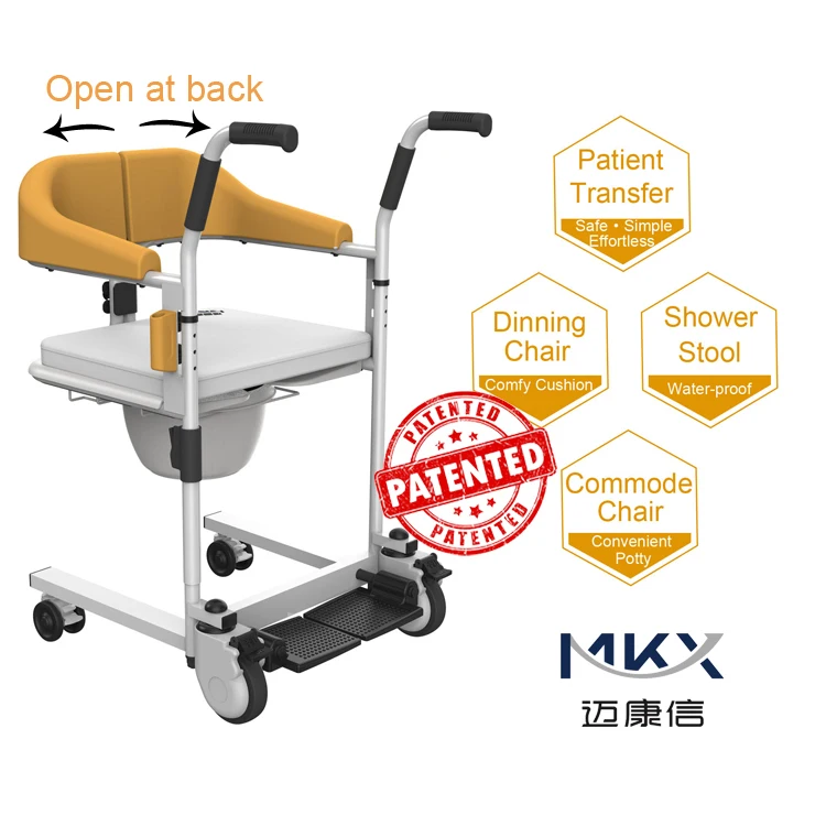 
2021 Unique ! Detachable wheelchair Patient transfer chair commode chair with wheel 