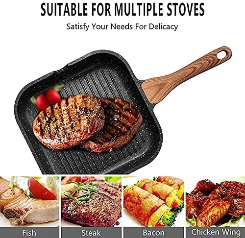 Высококачественная антипригарная квадратная сковорода для барбекю и гриля с мраморным покрытием