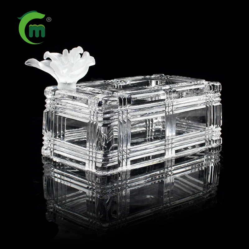 Crystal factory Home Decorations Mirrored Luxury  Crystal Glass Tissue Box Moroccan decor