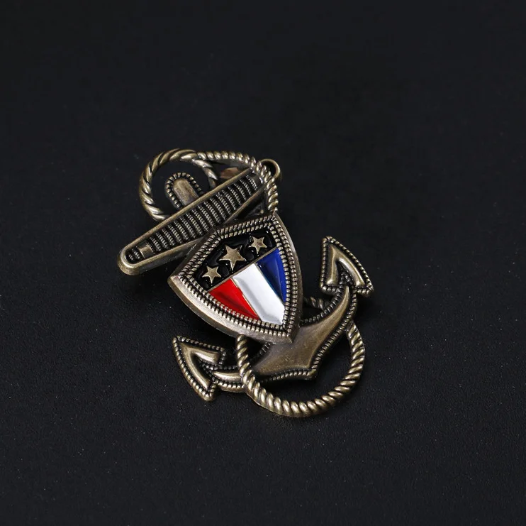 collection souvenir custom die cast zinc alloy soft enamel antique bronze metal anchor lapel pin brooch badge mens