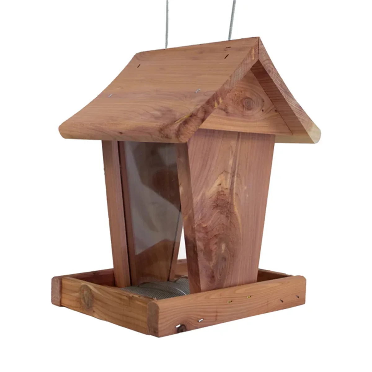 WILDMX Cedar Small Hopper Feeder by Wood Bird House for Outdoors Hanging Garden Patio Decorative