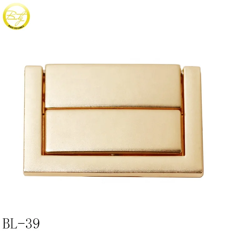 High end handbag hardware matte gold wooden boxes turn lock purse metal catch latches buckle locks for gift box