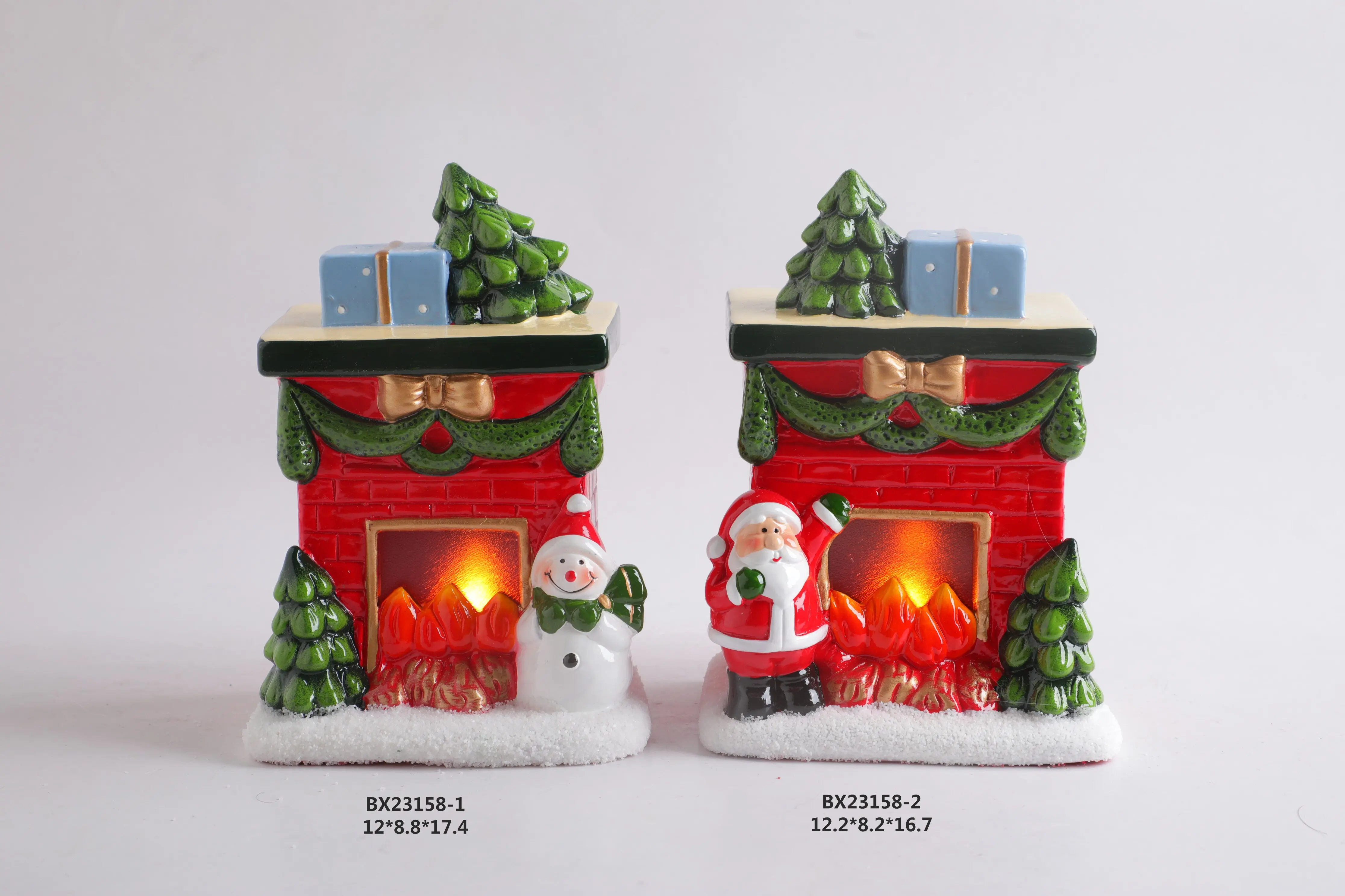 Christmas terracotta decorations Small house micro landscape decoration Christmas gift with led Ceramic Christmas decoration
