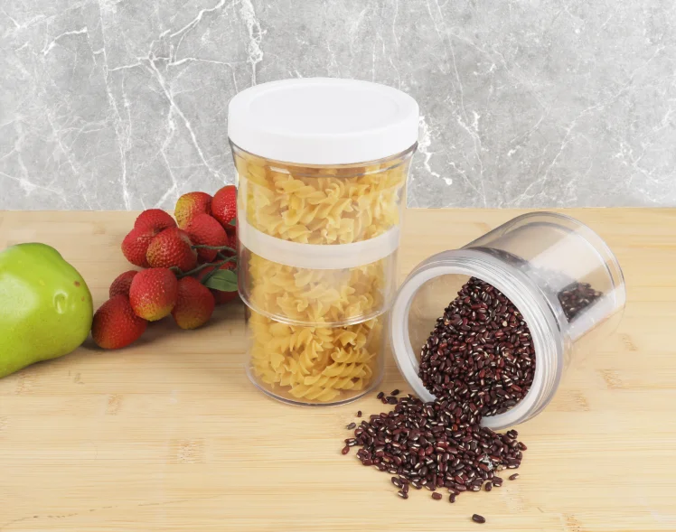 2IN1 SMART STORAGE JAR  Plastic Jars with Screw Top Lids Food Storage Container Transparent Portable Grain Jar