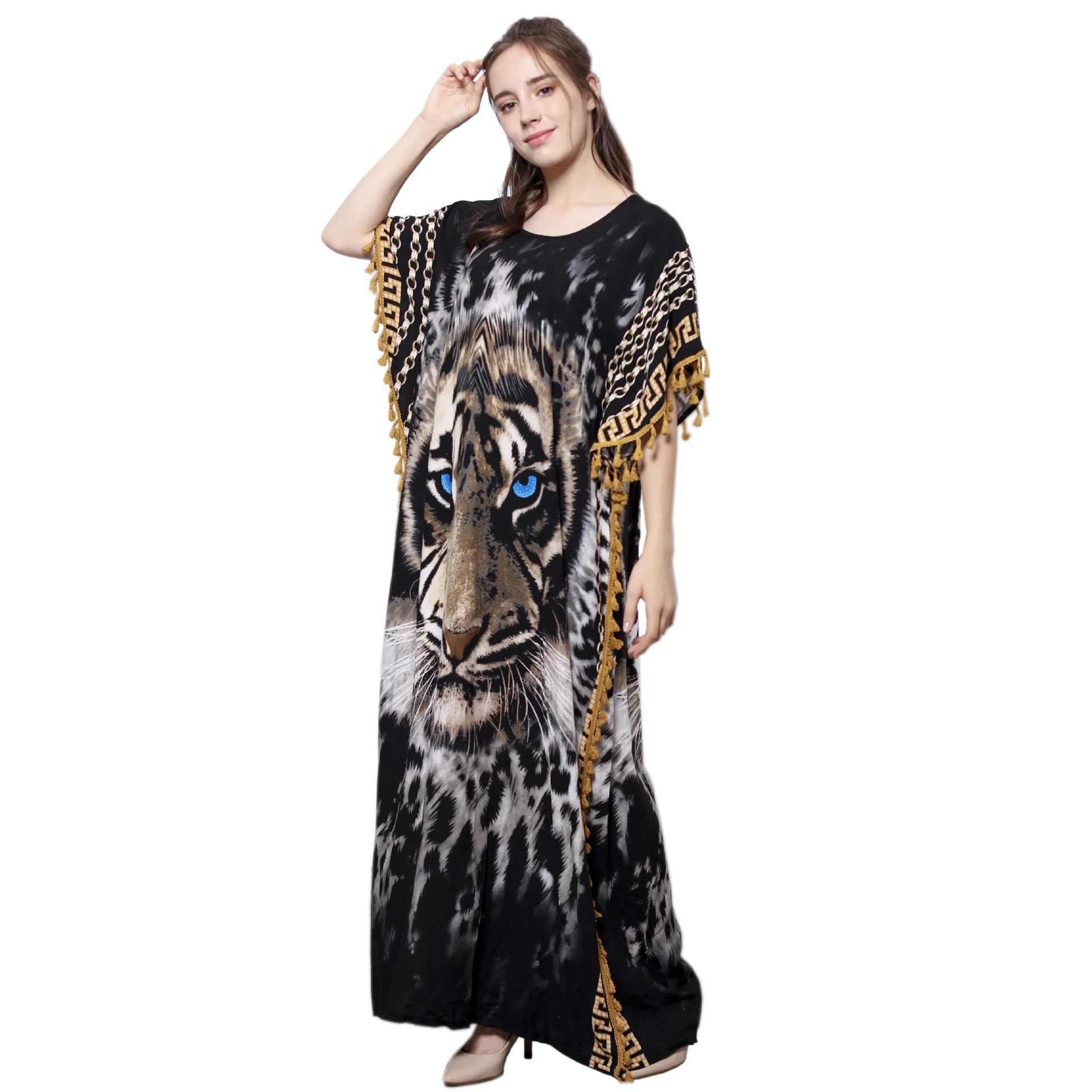 Caftan Marocain Abaya Dubai Turkey Islam  Muslim Hijab tiger print Dress African Dresses For Women Robe Arabe  Djellaba Femme
