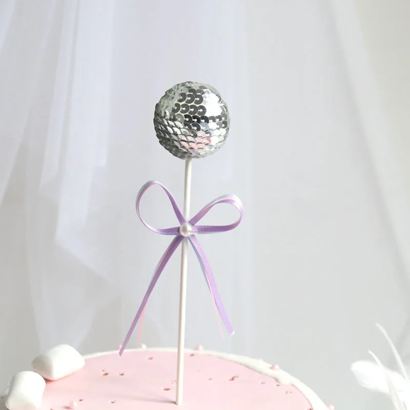 Lollipop cake decoration, party creative dessert table decoration, pink blue romantic sequins