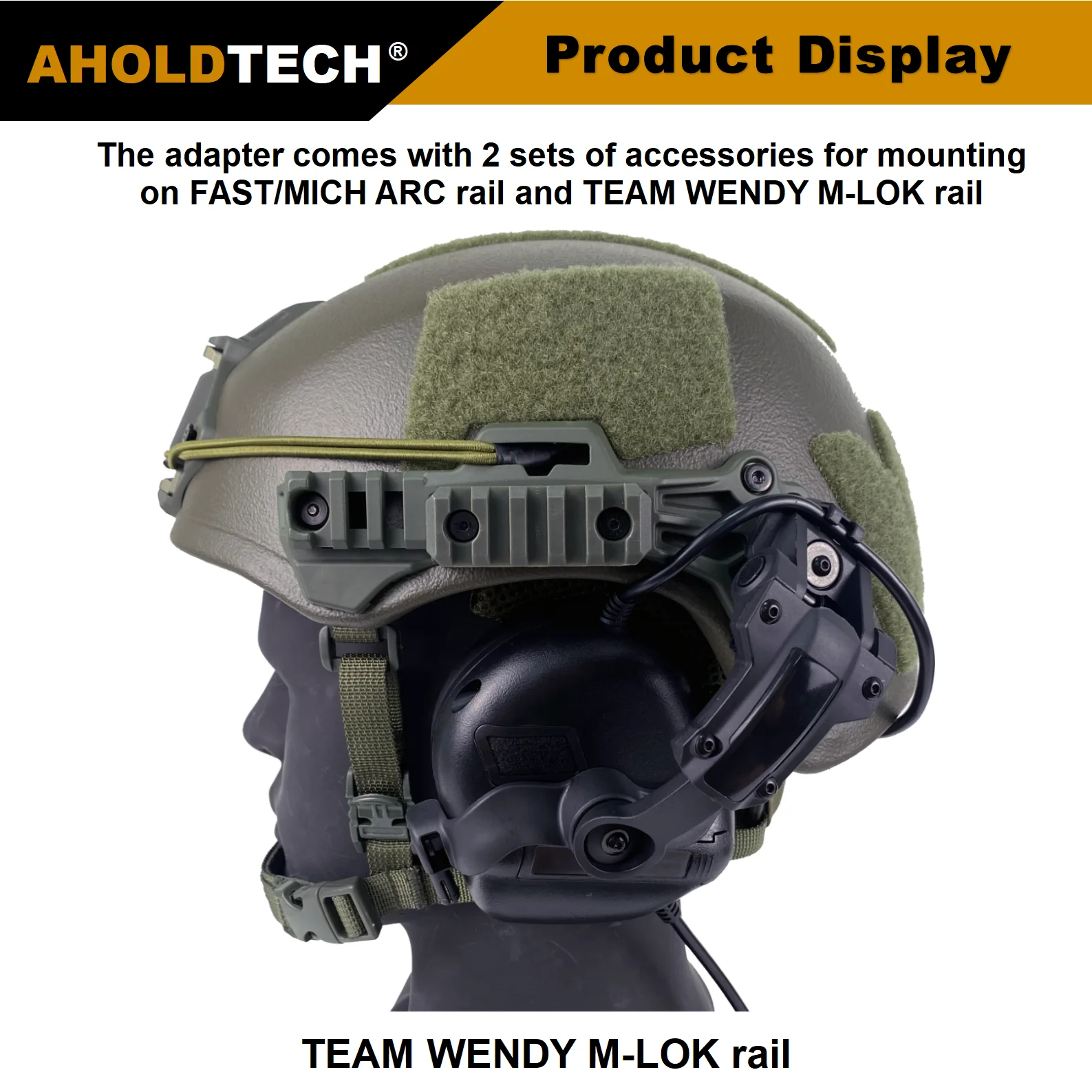 AHOLDTECH Tactical Headset Holder Fast MICH ARC rail Wendy M-LOK Rail Helmet Mount Adapter Headset Bracket for EARMOR Headphone