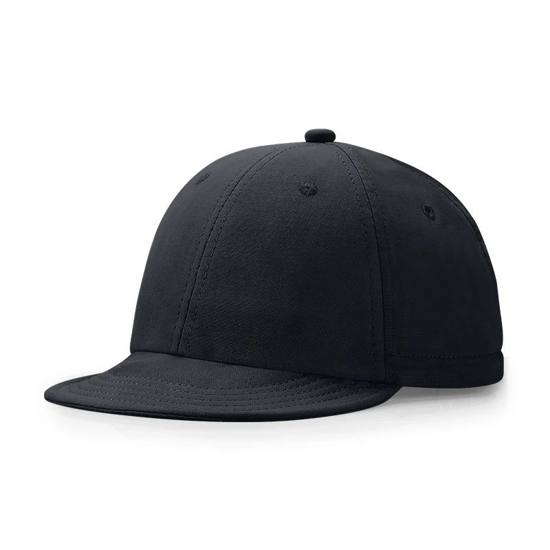 Wholesale Customized 6 Panel Flat Short Brim Bill Visor Hat Soft Unstructure Adjustable Fitted Baseball Cap