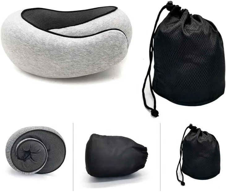 JYM Cross-border wholesale 2024 new design cotton sleeve slow rebound memory sponge neck pillow easy to carry storage bag