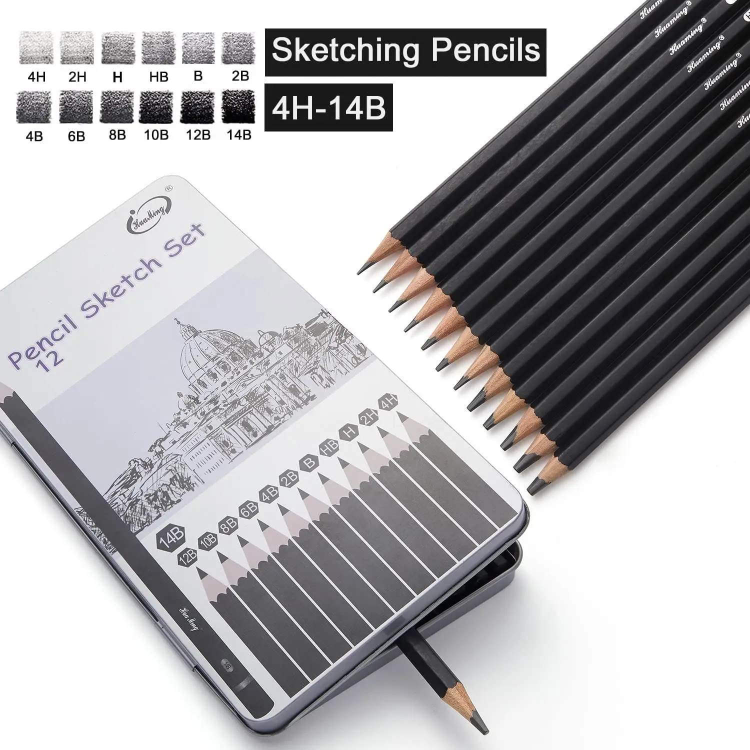 Meihui Sketch Pencil 12 Pack Drawing Graphite Sketching Pencil for Drawing Shading and Sketching