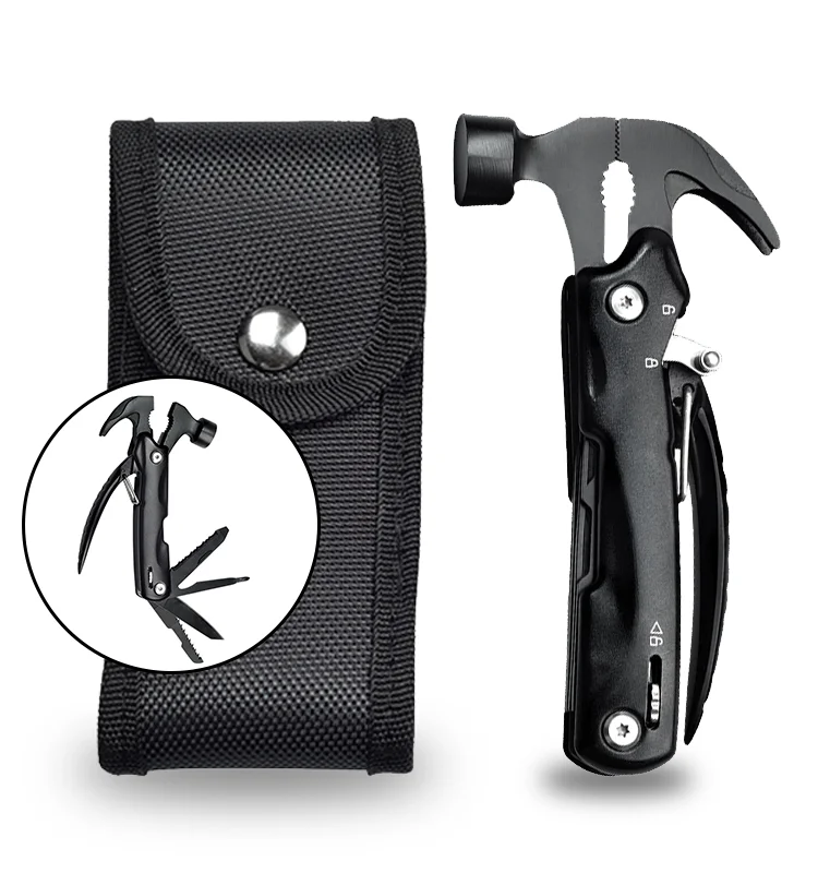 
safety stainless steel survival function pliers multi tool claw hammer with pocket knife 